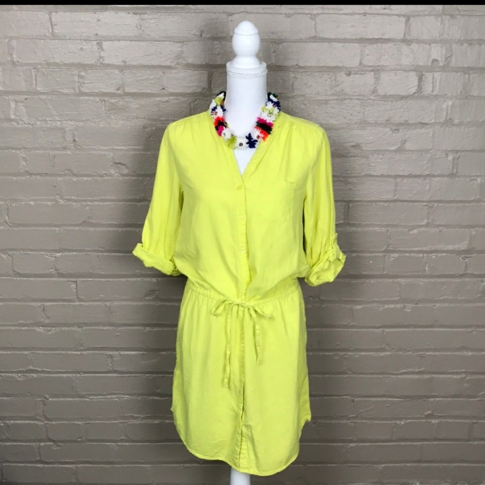 Electric Yellow Linen Blend Old Navy Dress